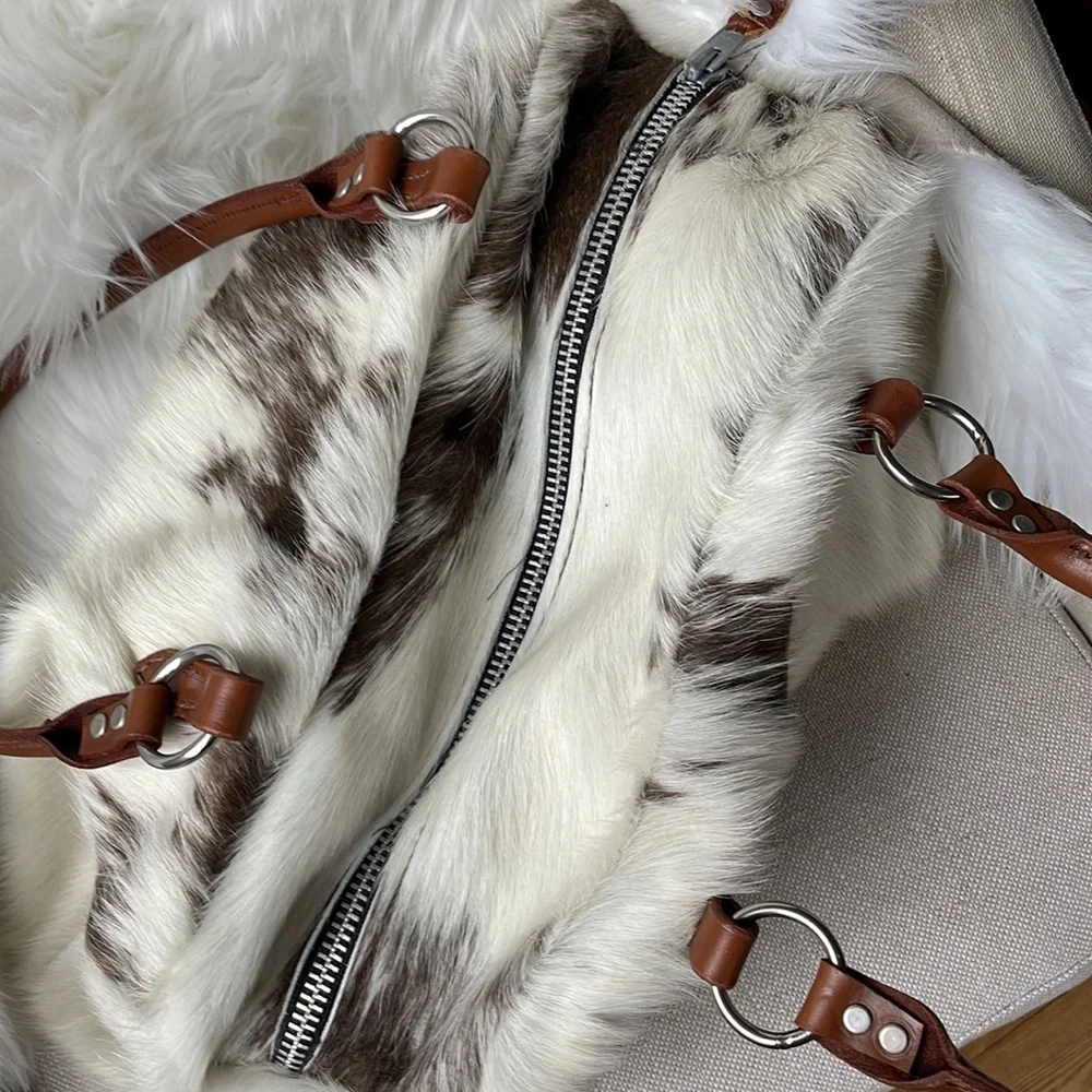 Cowhide‎ weekender bag tote, duffle
